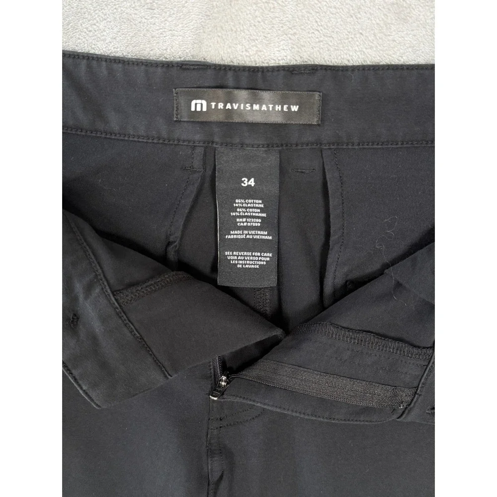 Travis Mathew Stretchknit Pant Men 34 Black Chino Midweight Workwear Weekends